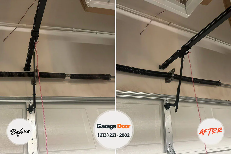 Before and after: garage door spring repair Merrionette Park, IL
